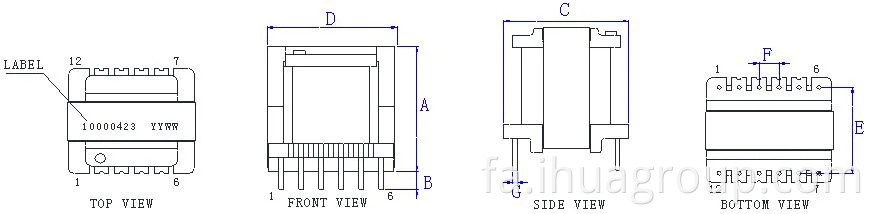 ترانسفورماتور پر پرواز ولتاژ بالا EE22 Ferrite Core Flyback Transformer Transformer